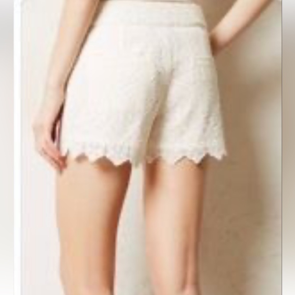Elevenses by Anthropologie Cream High Waist Lace Shorts in Sz 6